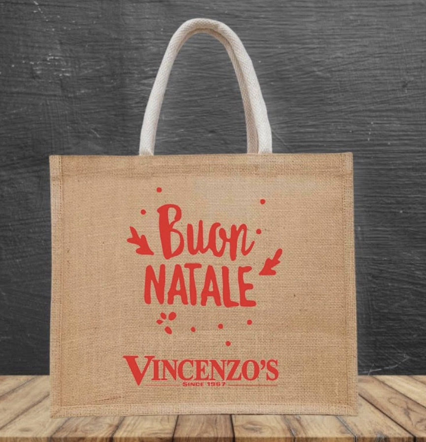 Vincenzos Buon Natale Burlap Bag